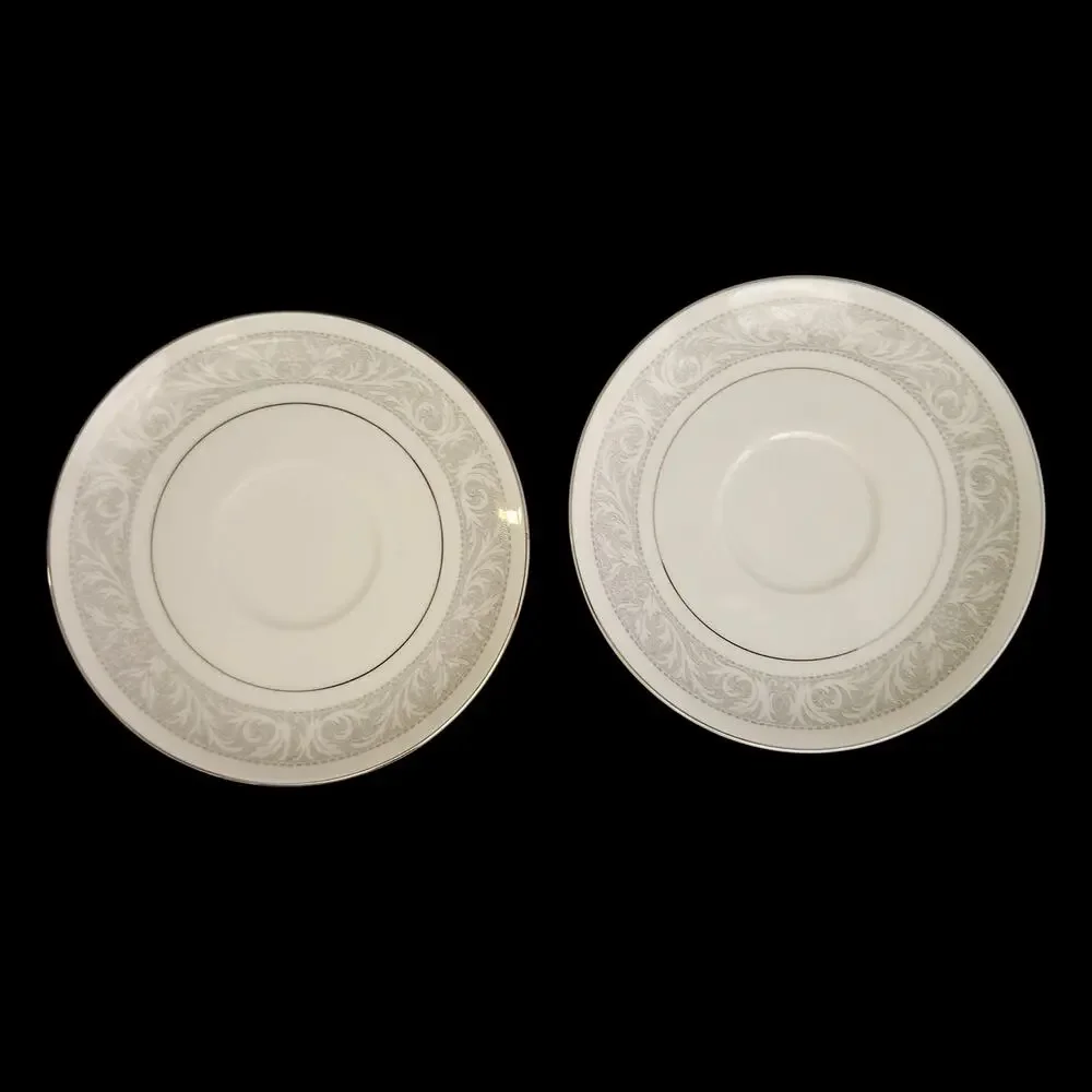 Imperial China Whitney 5671 Saucers Set of 2 Silver Scroll Trim